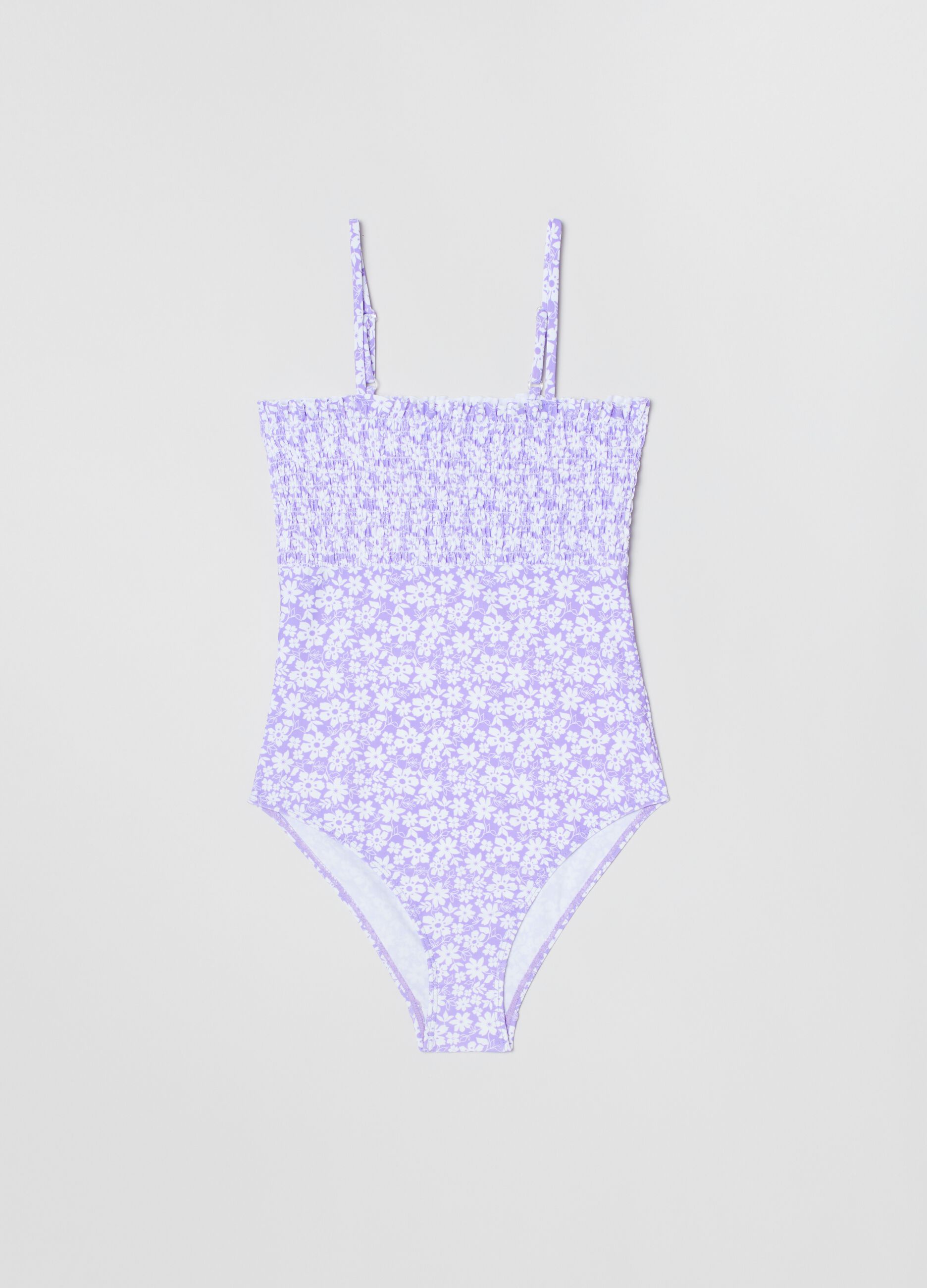 Costume intero floreale con punto smock_0