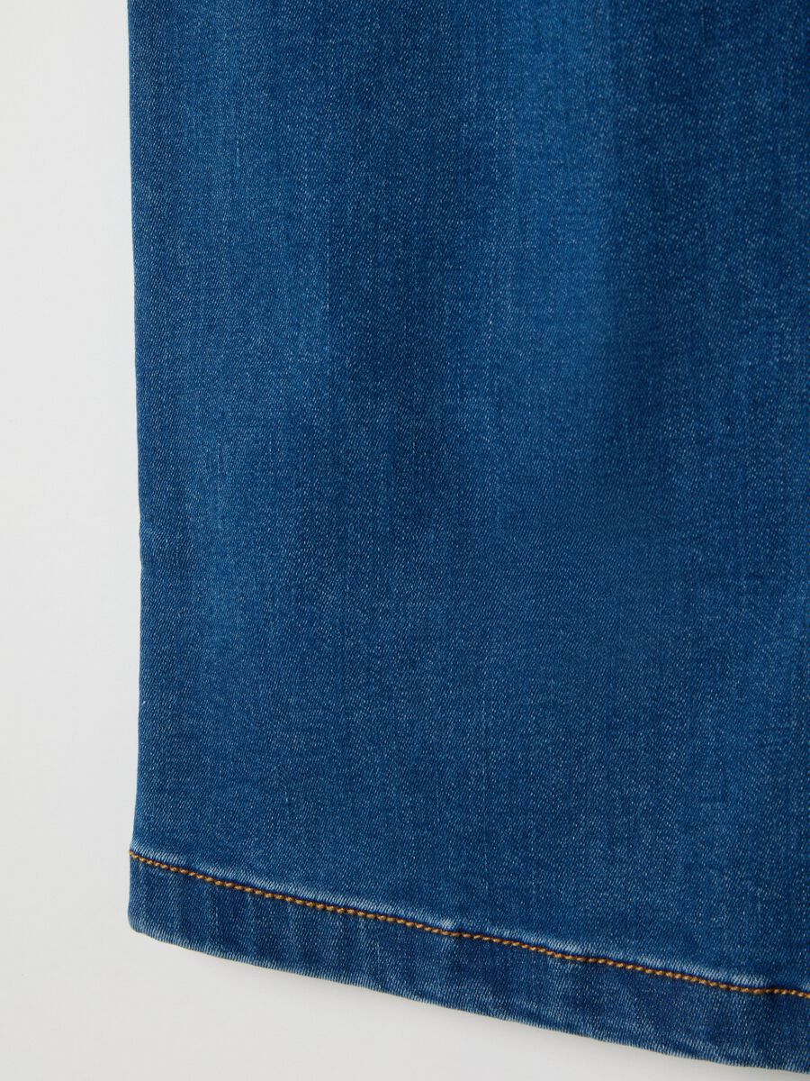 Girls' regular fit blue stretchy cotton blend jeggings_3