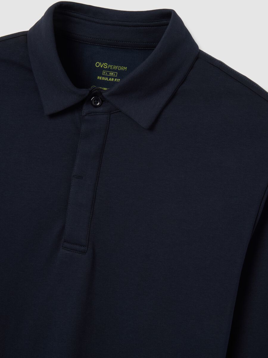 Polo in misto cotone blu regular fit_5