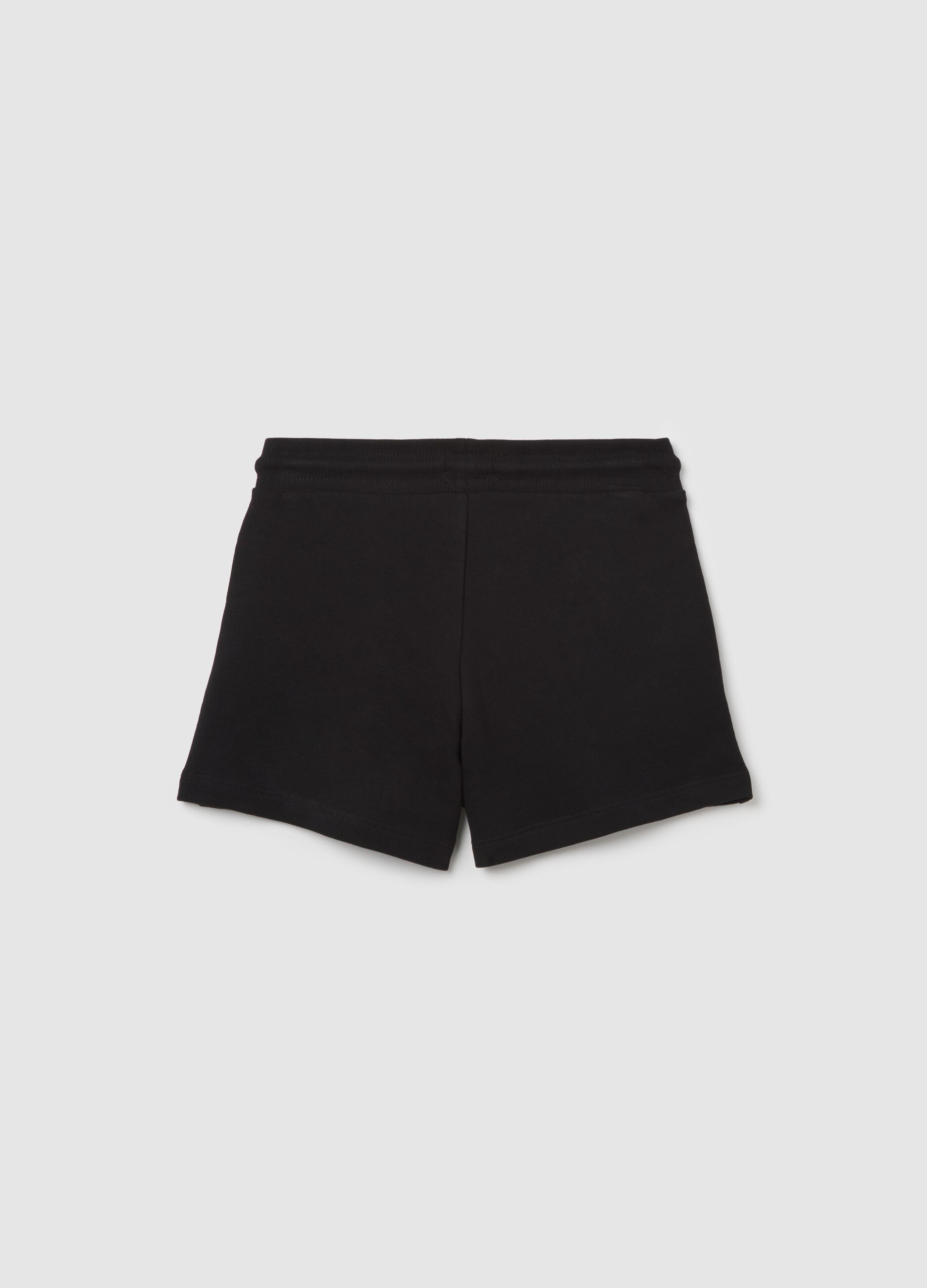 Shorts da ragazza in puro cotone nero regular fit