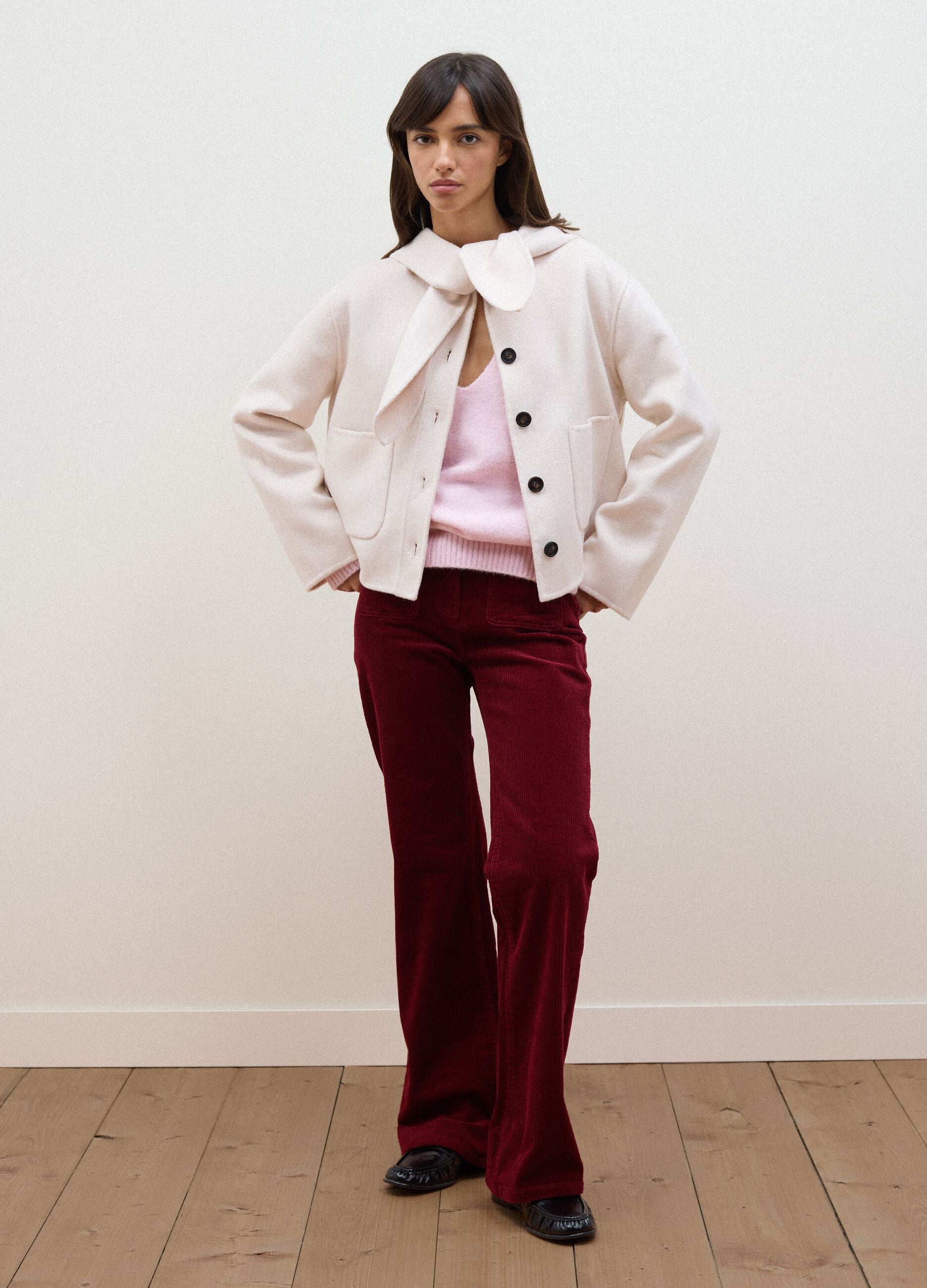 Red flared corduroy stretch-cotton trousers