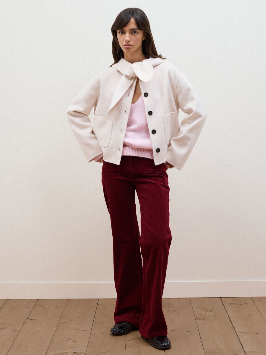 Red flared corduroy stretch-cotton trousers_0
