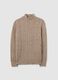 Pullover beige intrecciato con collo alto in misto lana regular fit_4