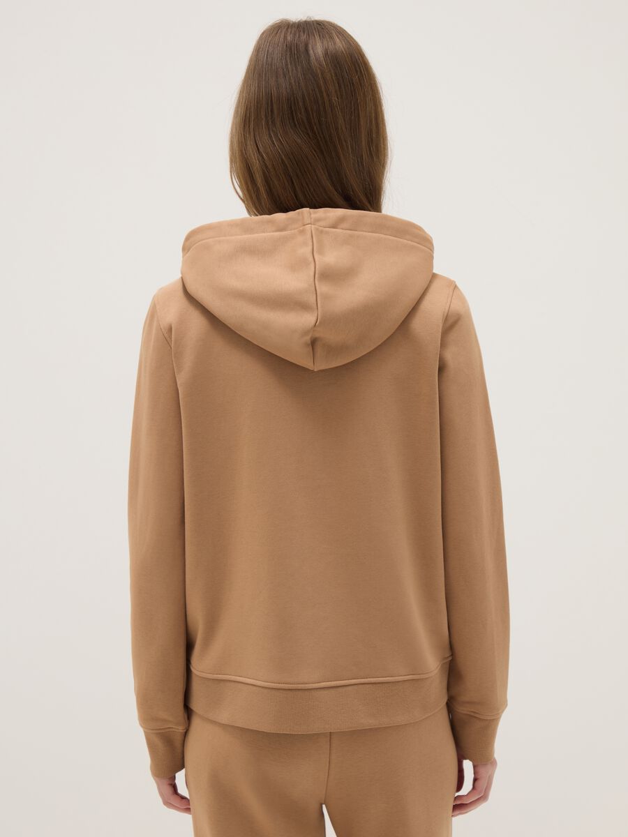 Brown cotton blend hoodie regular fit with zip_2
