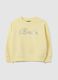 Girls' yellow regular fit pure cotton sweatshirt with writing_0
