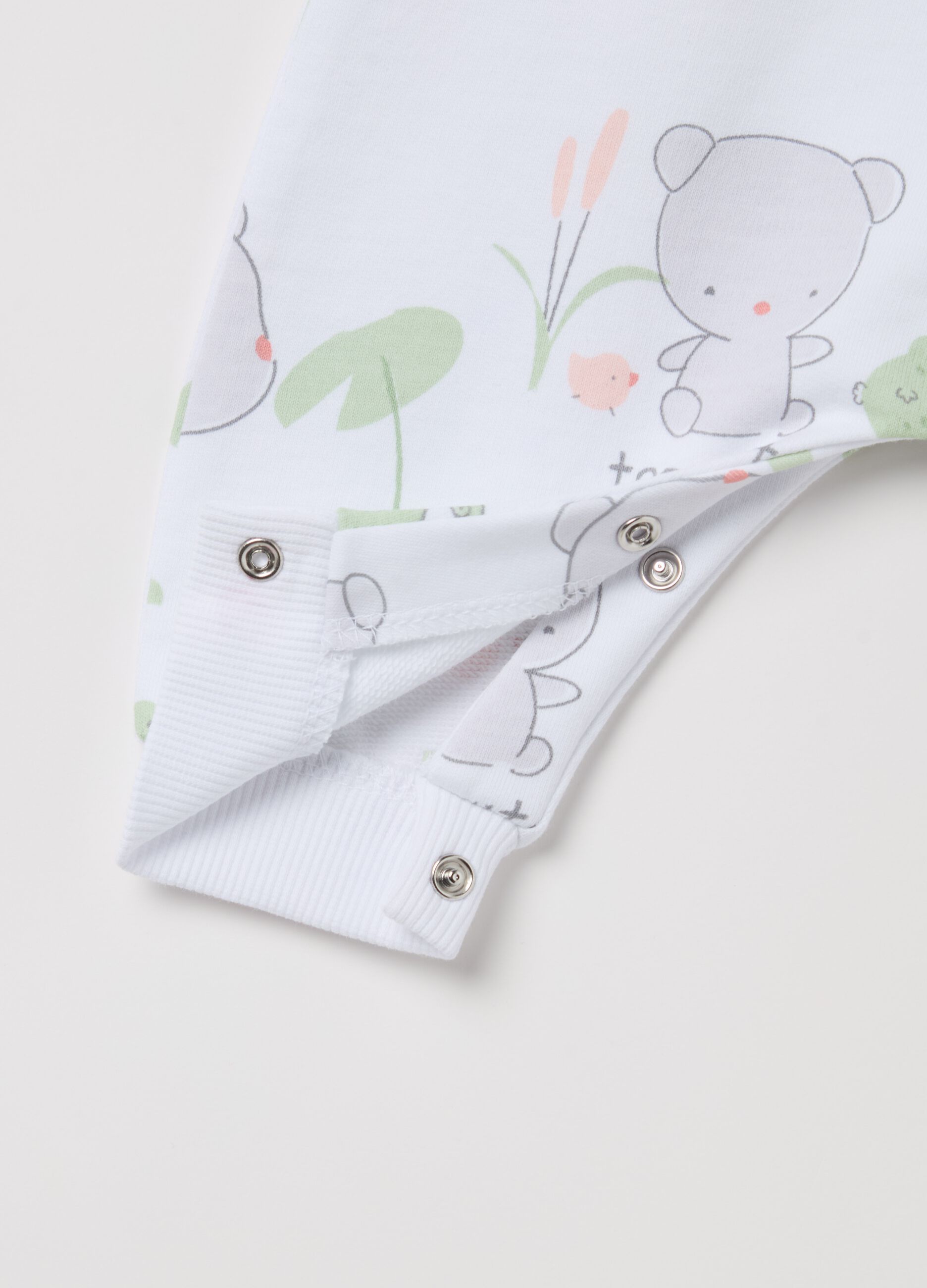 Cotton onesie with teddy bear print