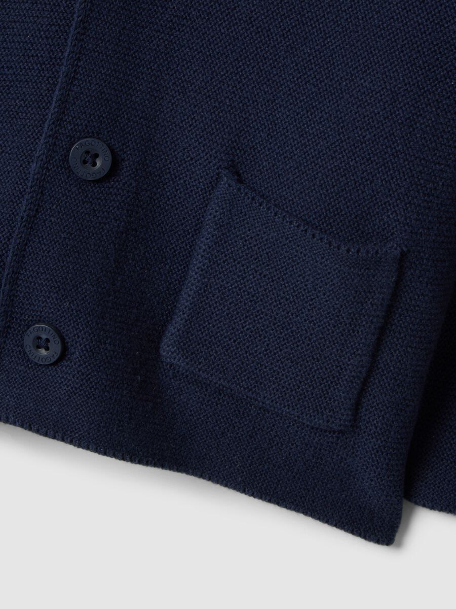 Cardigan in puro cotone blu da bimbo regular fit con tasche e bottoni_3