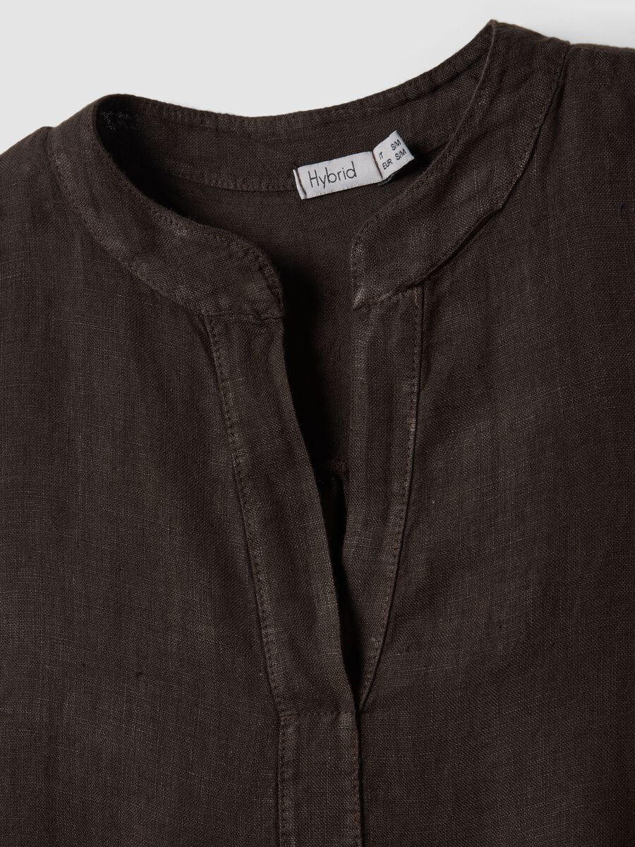 Abito marrone smanicato in puro lino regular fit_5