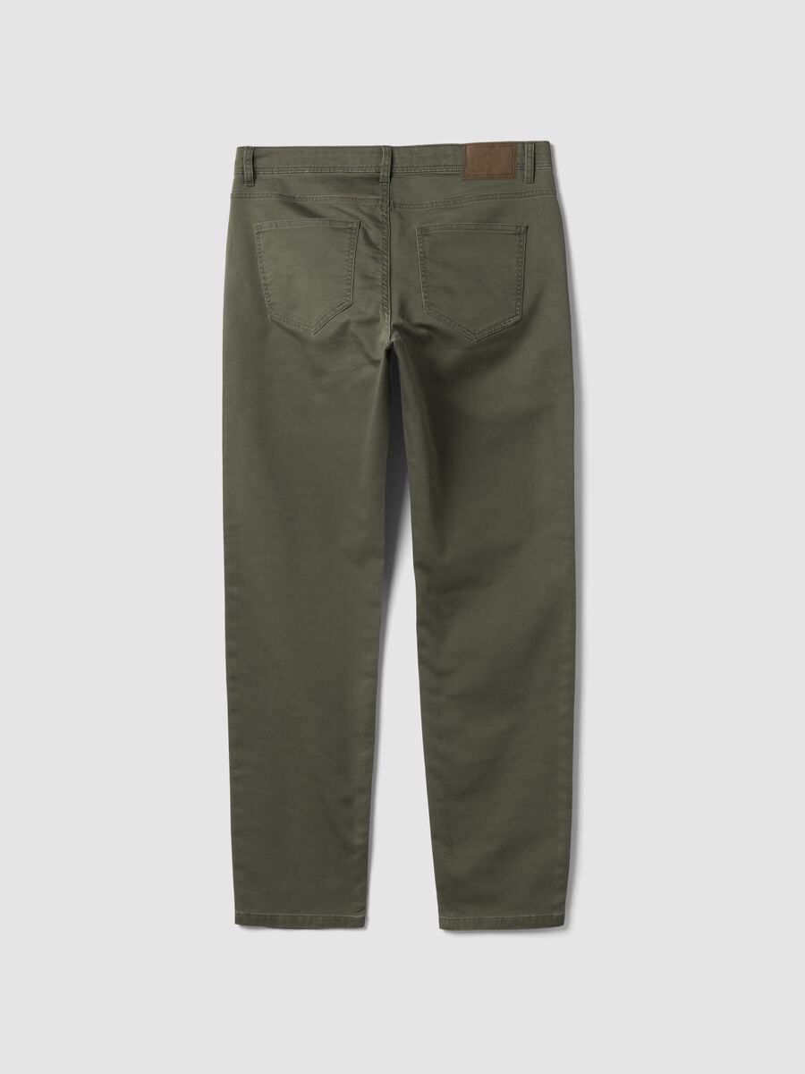 Pantaloni verdi in dobby di cotone elasticizzato slim fit_5