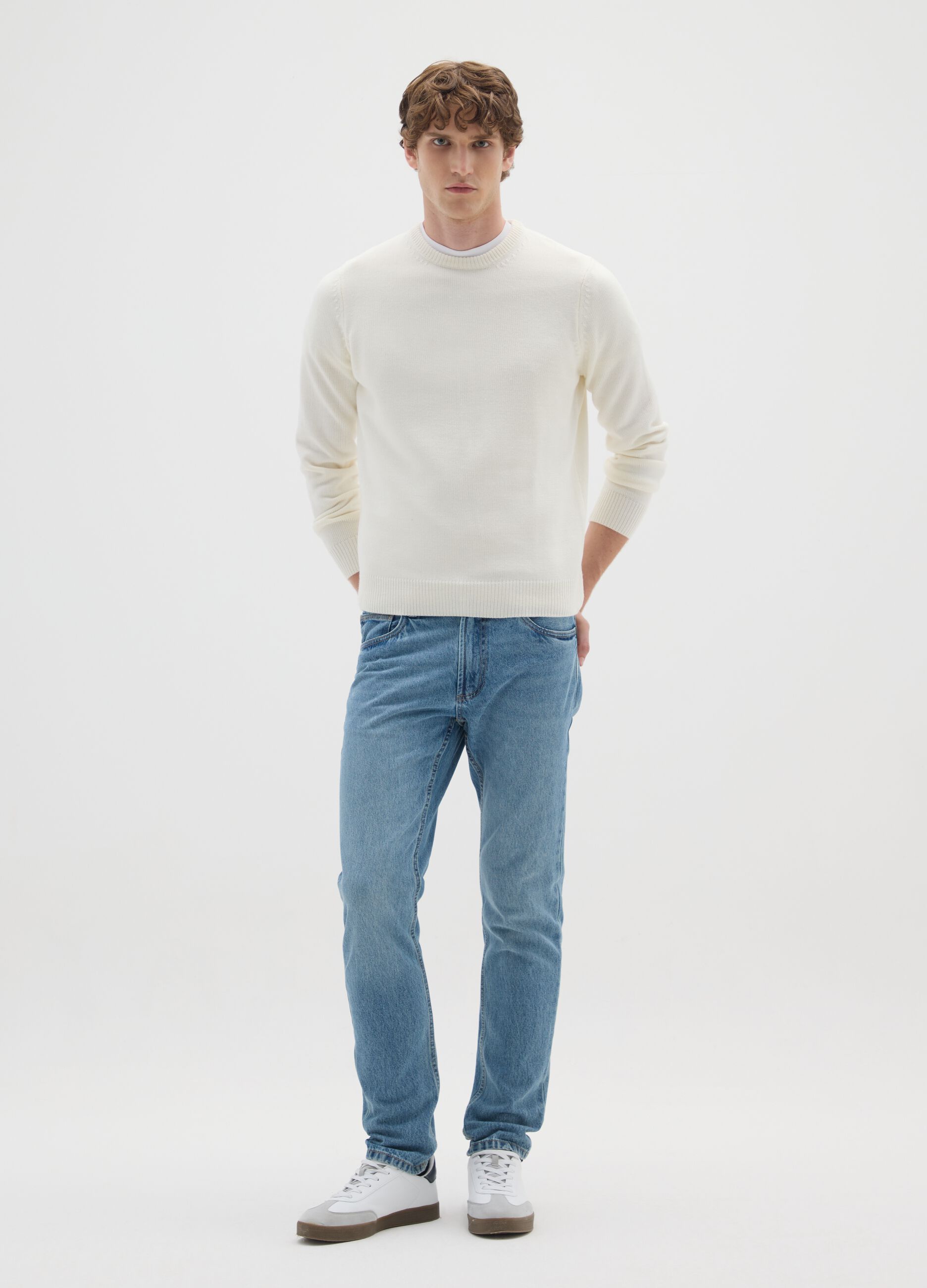 White Regular Fit Jumper