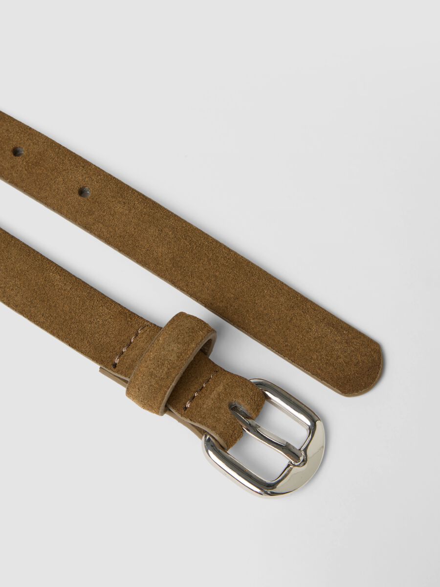 Slim brown genuine leather belt_1