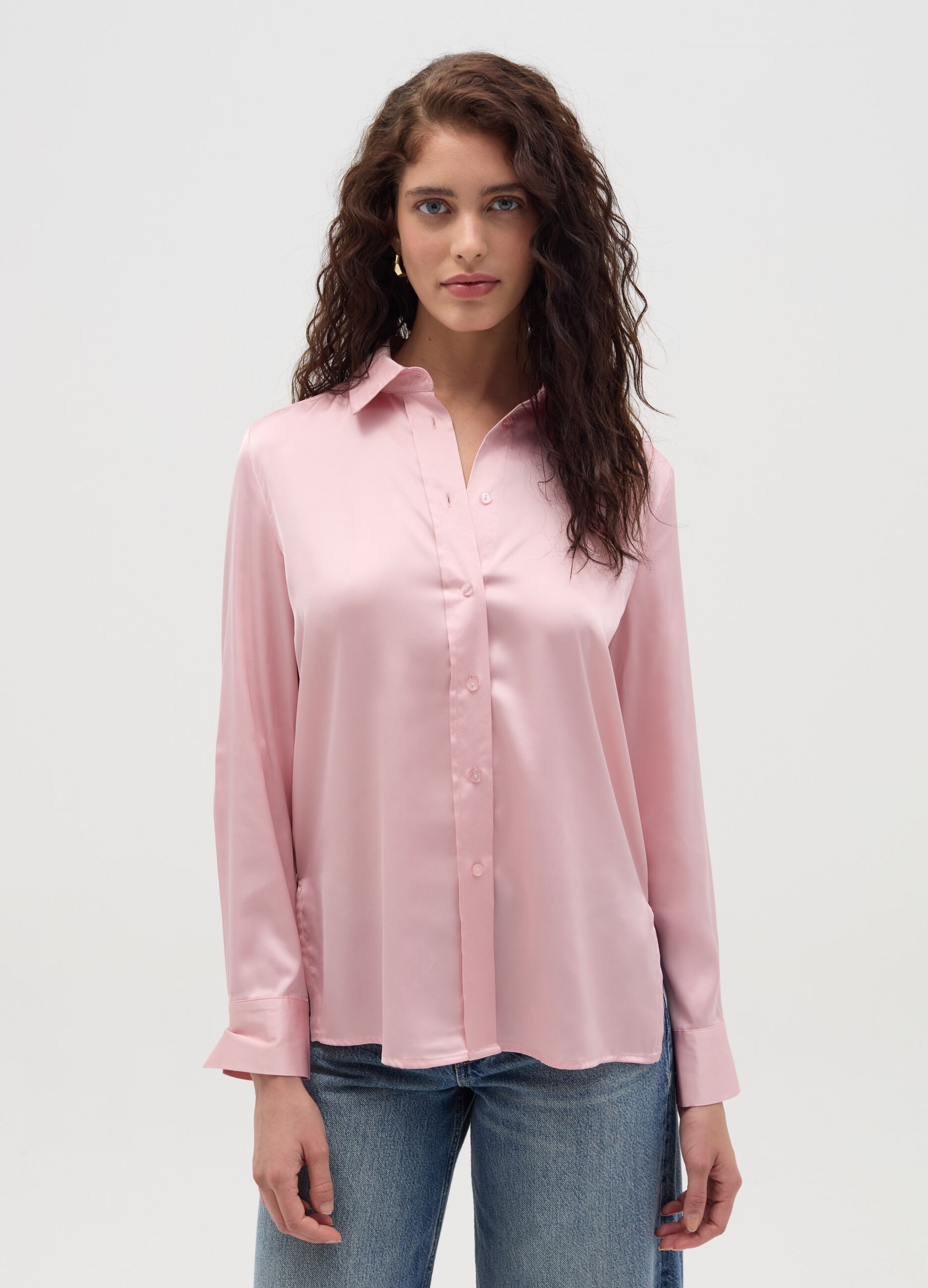 Satin shirt with side splits