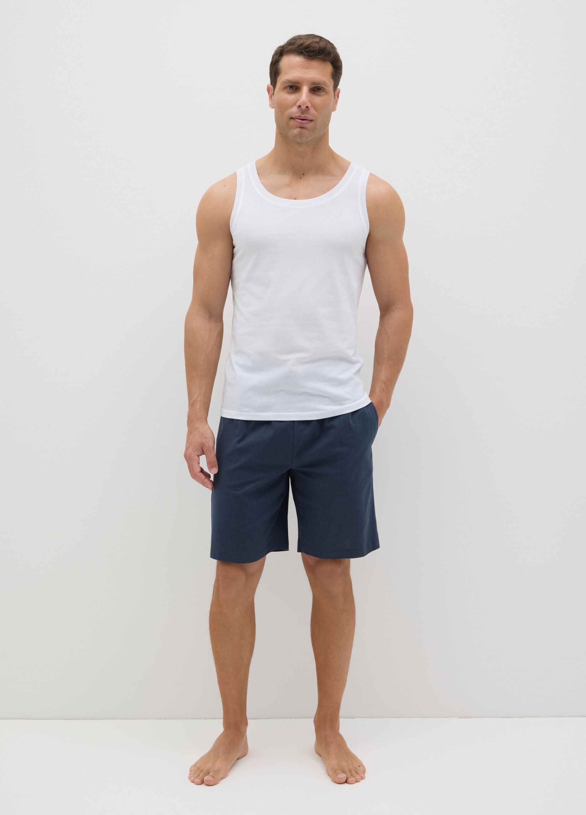 Men's White Regular Fit Pure Cotton Vest