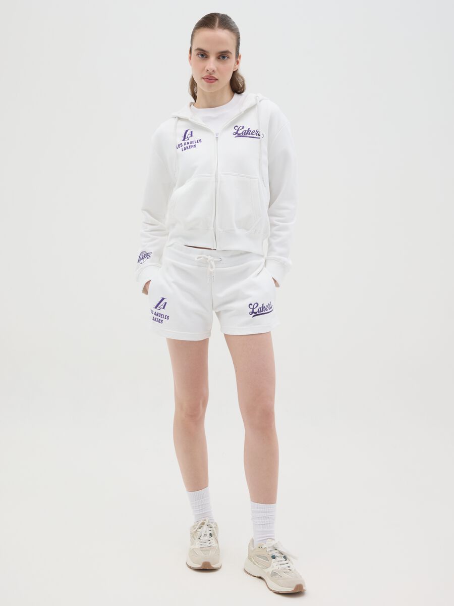 White full-zip sweatshirt with hood and NBA Los Angeles Lakers embroidery_2