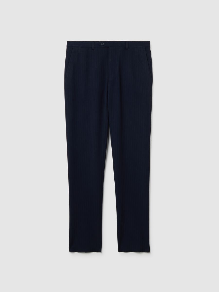 Blue slim trousers in stretch fabric_4