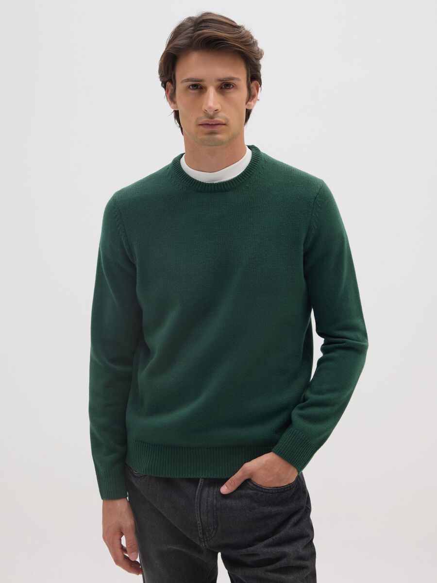 Green crewneck regular fit jumper_0