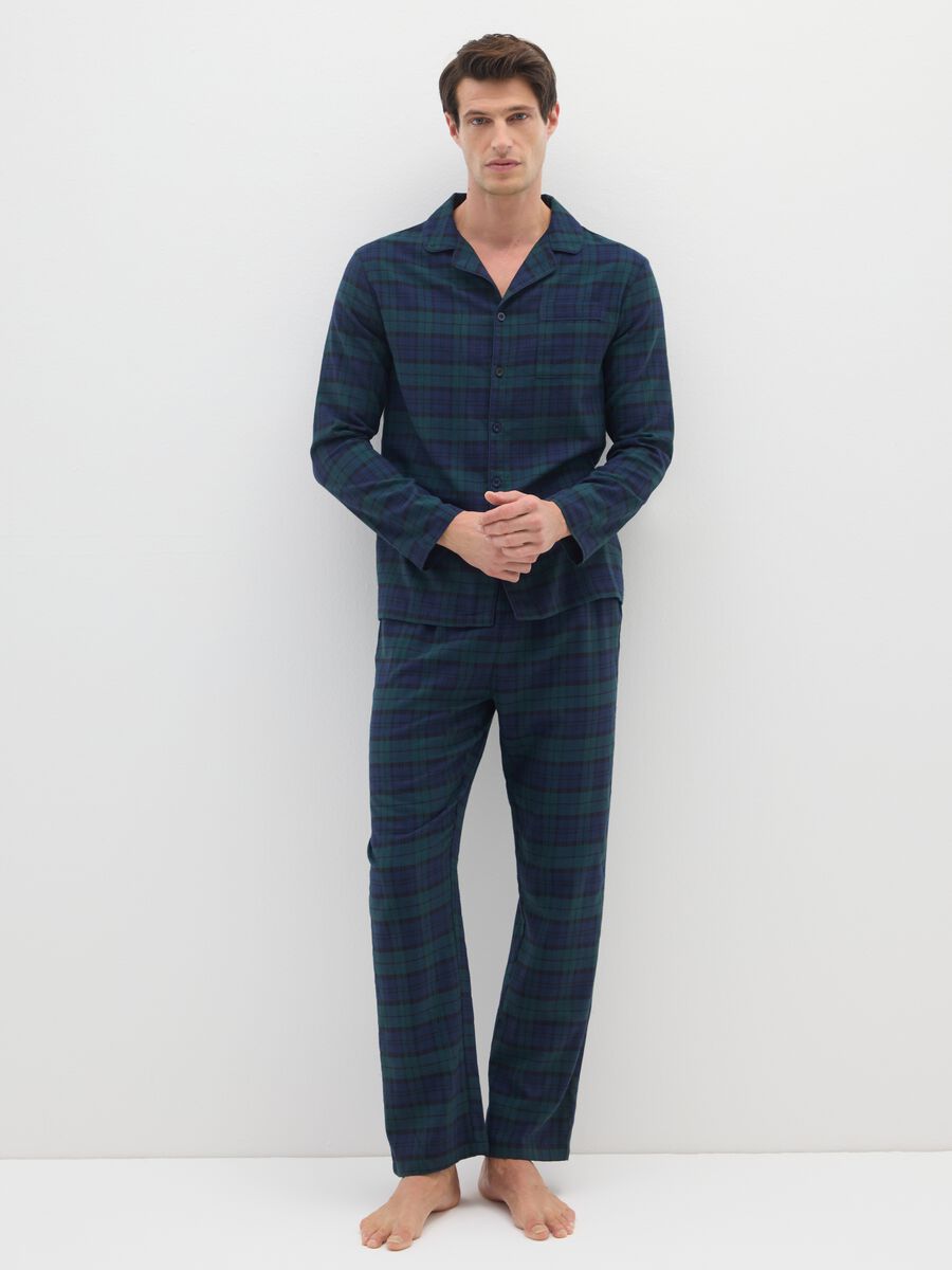 Multicoloured pure cotton checked pyjama trousers_0