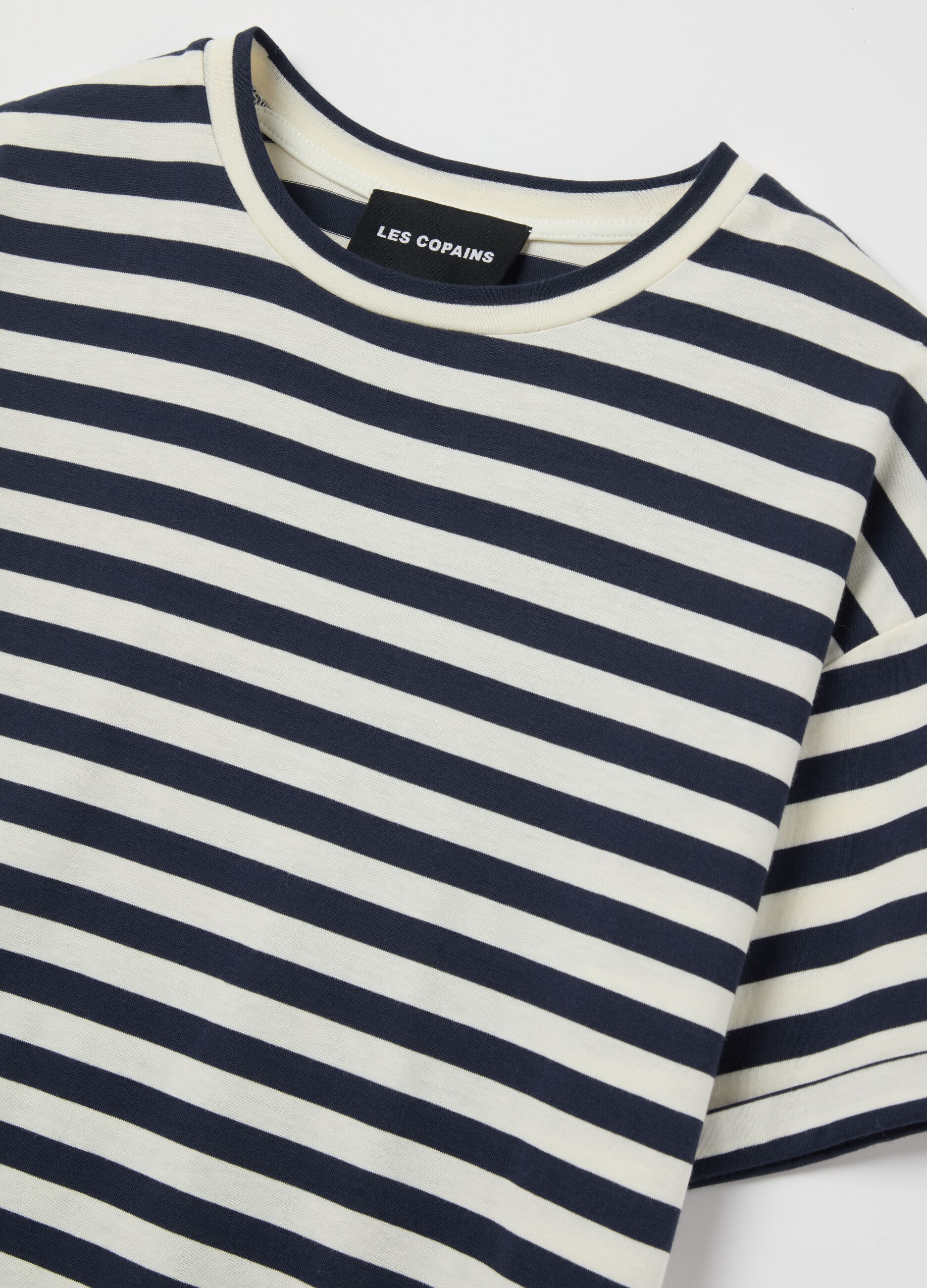 Striped cotton and modal T-shirt