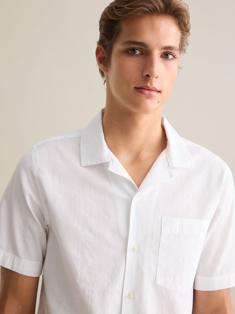 Men's White Pure Cotton Regular Fit Shirt with Pocket_1