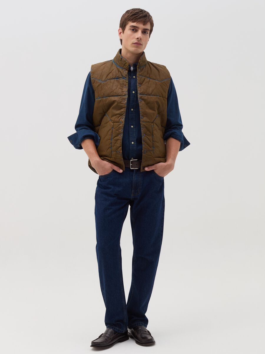 Limited Edition Gilet in leather-effect denim_1