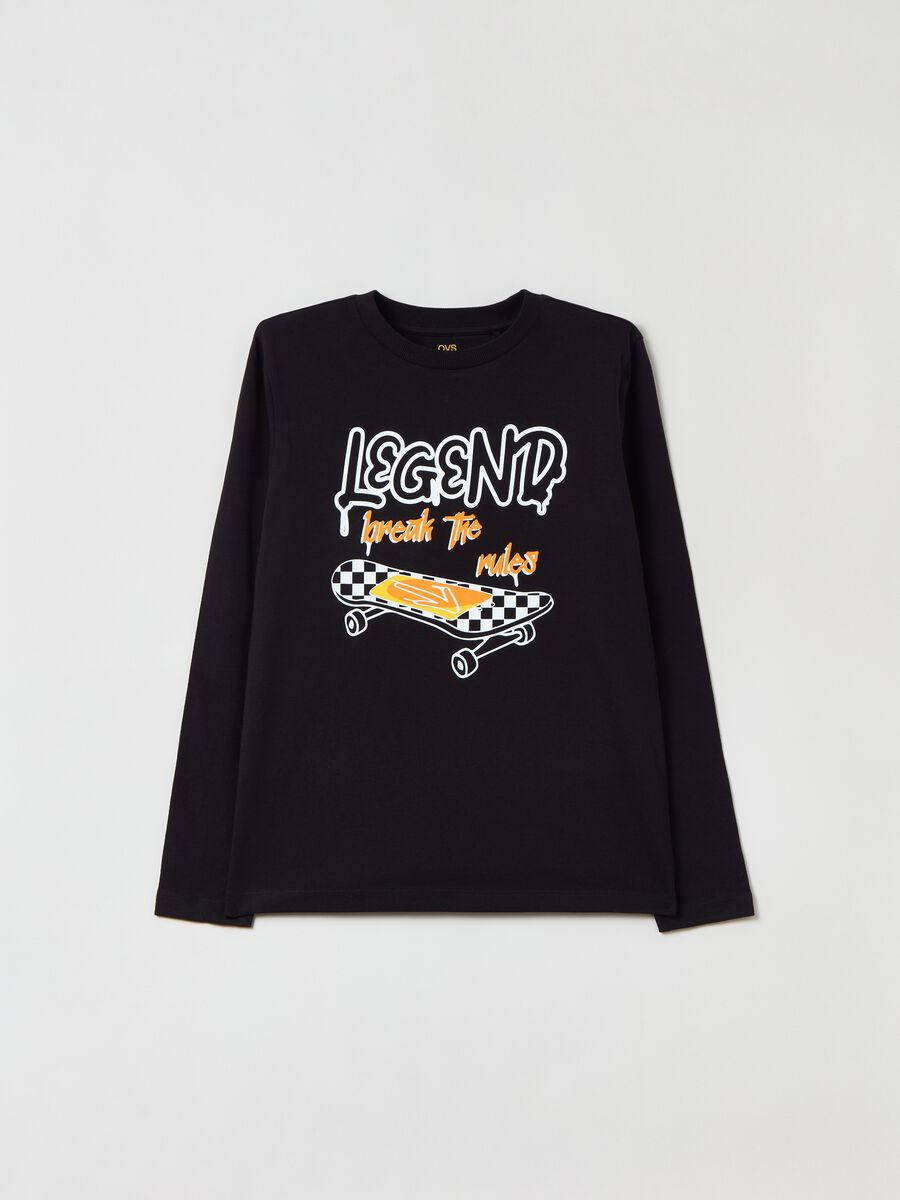 T-shirt in cotone a maniche lunghe_0