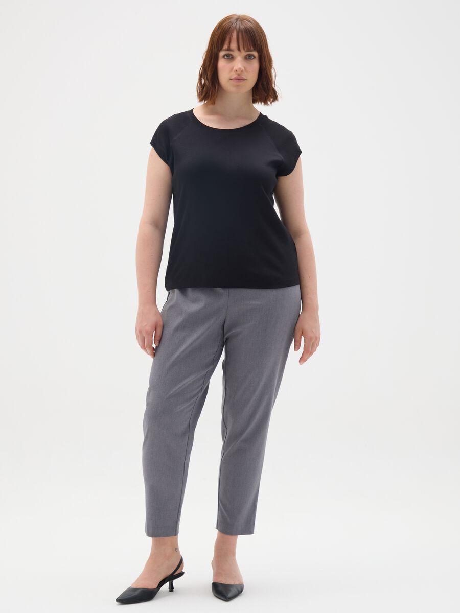 Grey Viscose Blend Regular Fit Leggings_0