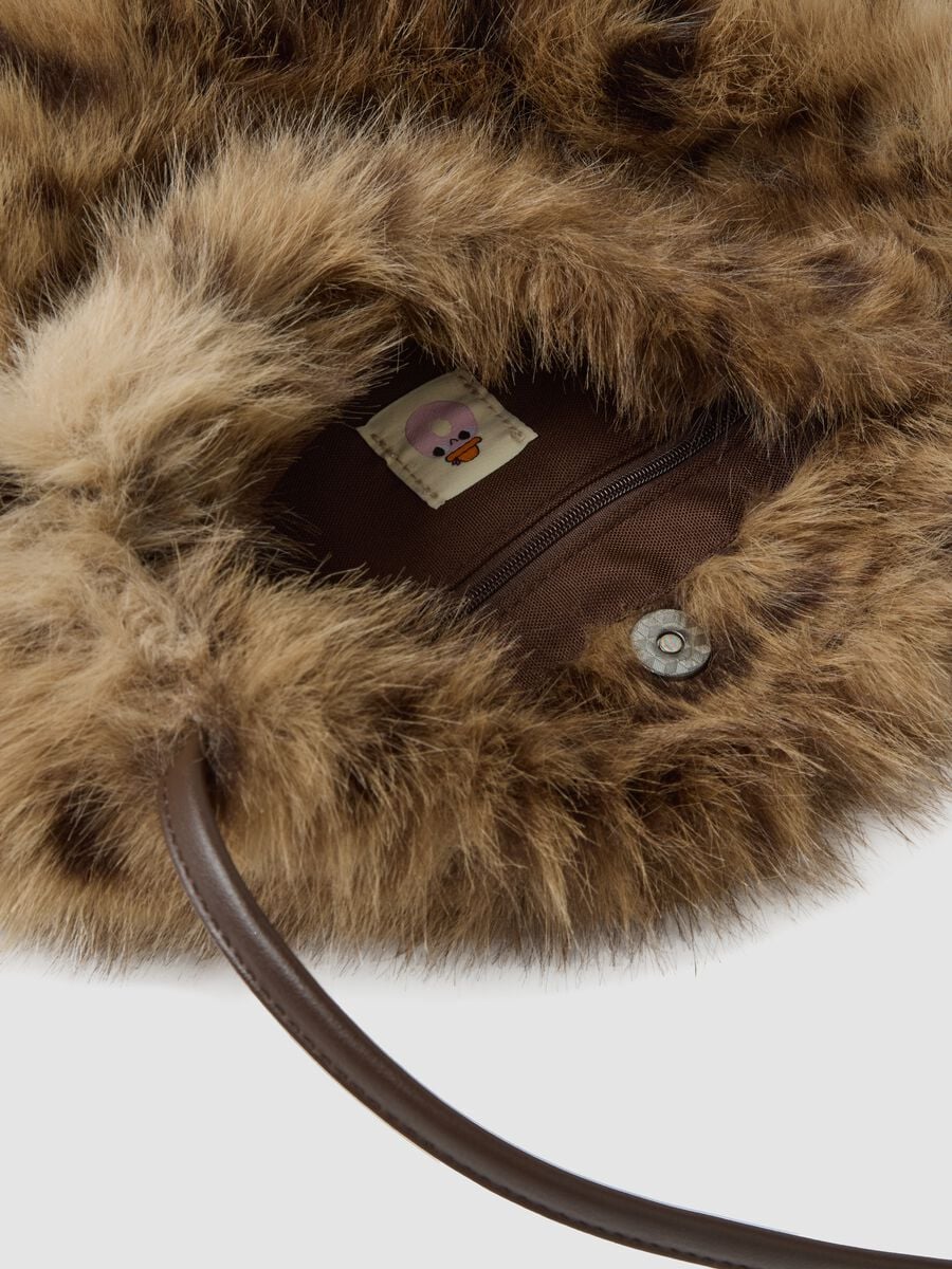 Borsa marrone a spalla con fantasia animalier_2