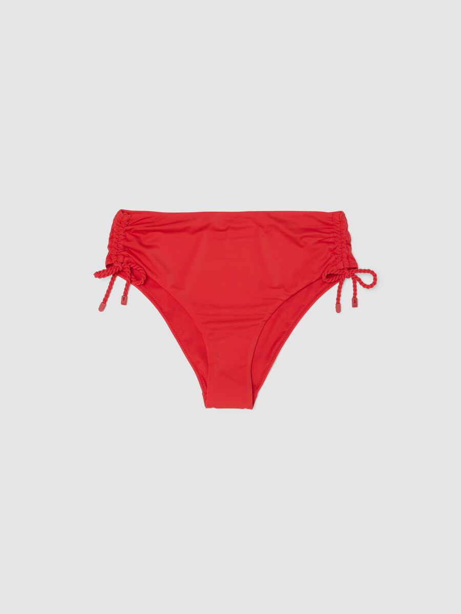 Slip bikini rossi in tessuto elasticizzato con laccetti laterali_0