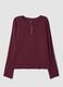 Red ribbed stretch viscose pyjama top_0