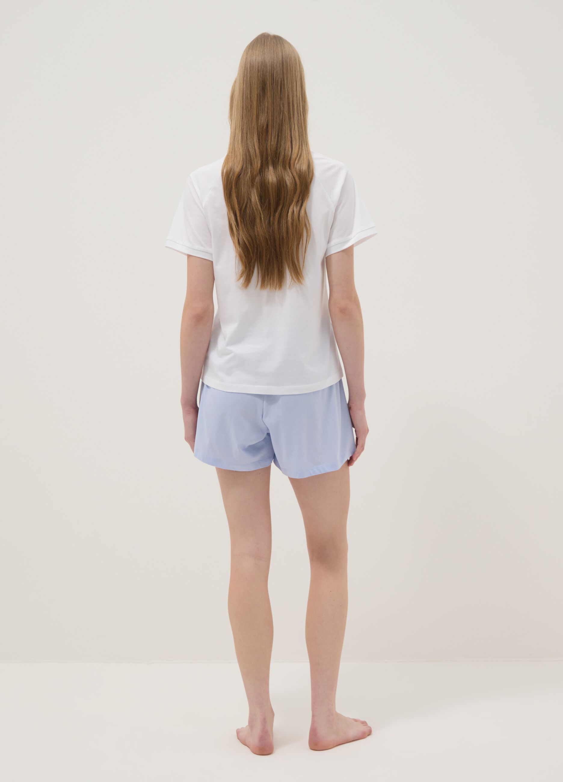 Multicolour pure cotton short pyjamas, regular fit with print