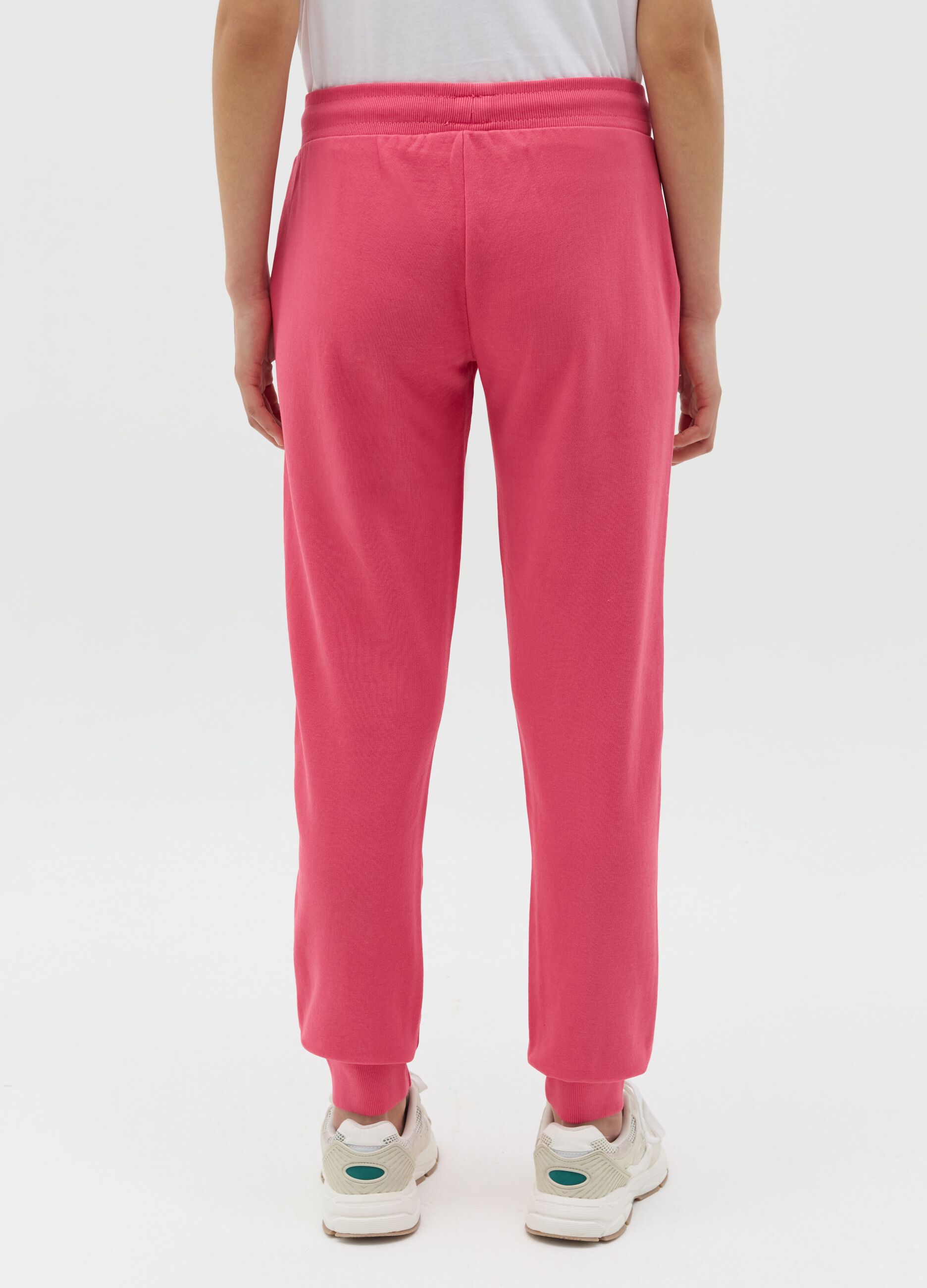 Fuchsia joggers with elasticated edging and logo print