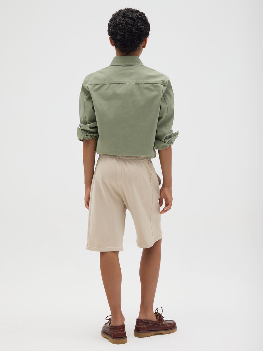 Pantaloni corti da ragazzo in puro cotone beige regular fit_1