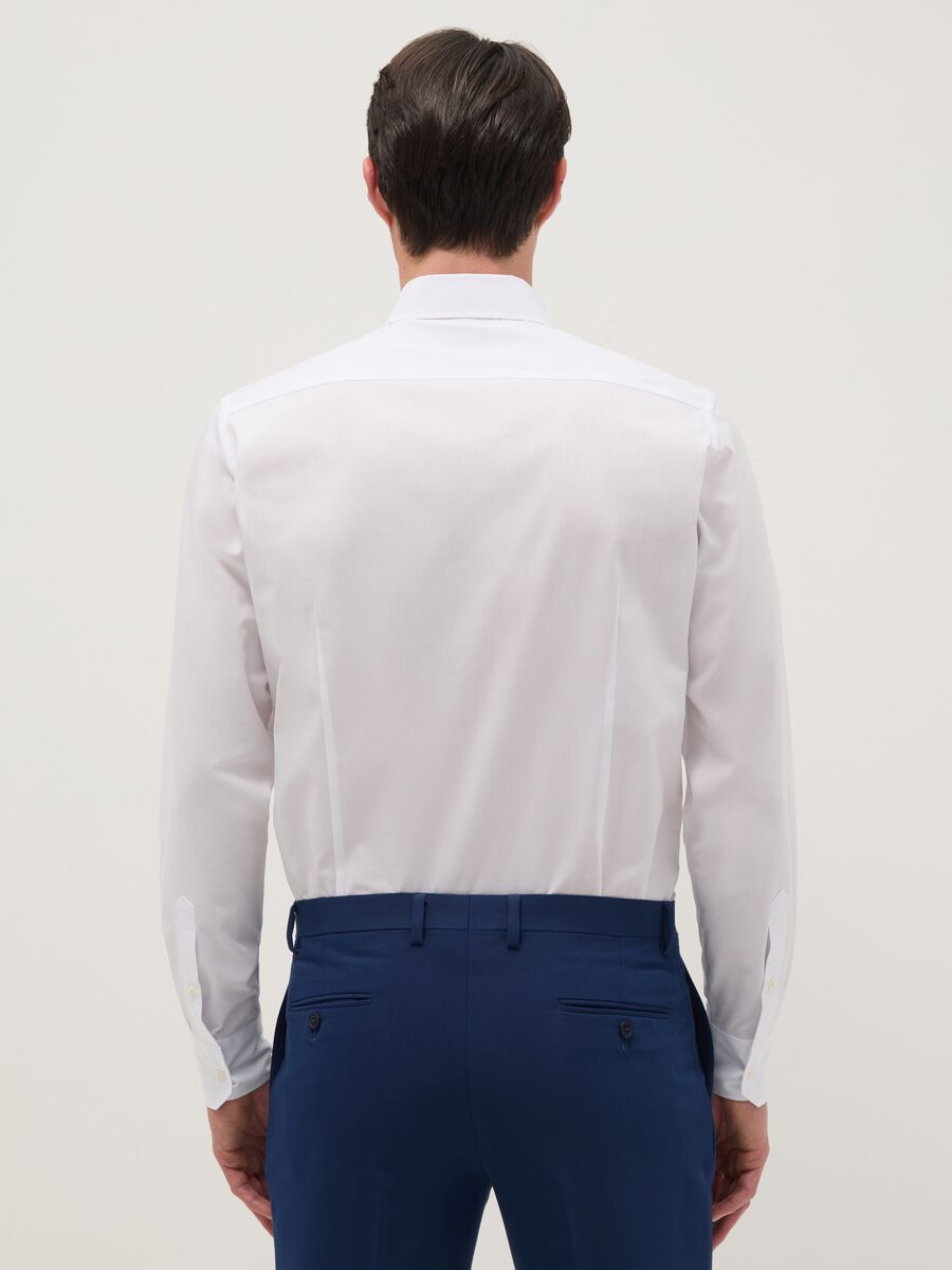 White cotton blend slim fit easy iron shirt_2