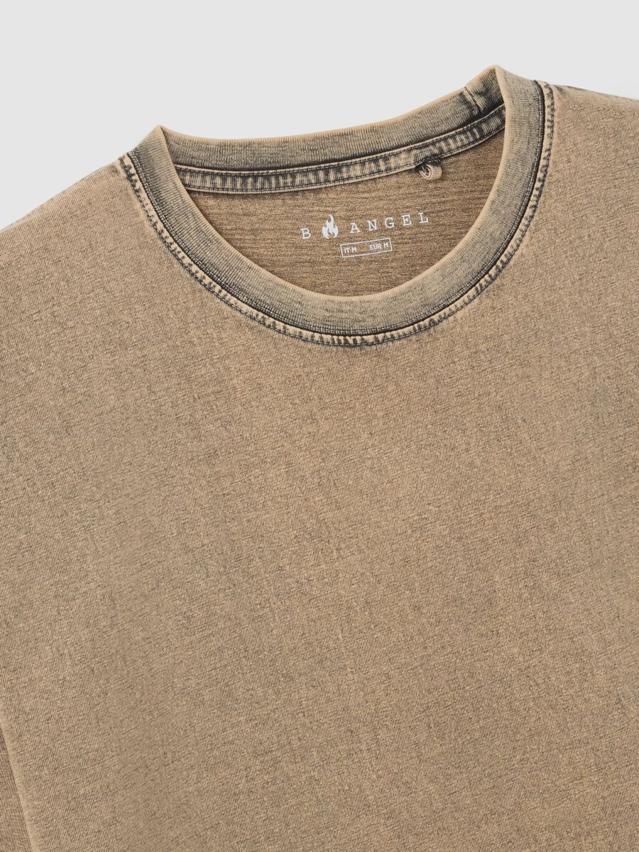 Beige pure cotton regular fit T-shirt_5