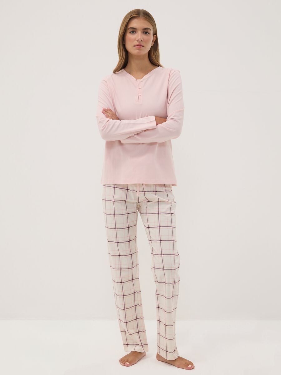 Pink pure organic cotton crew-neck pyjamas_0