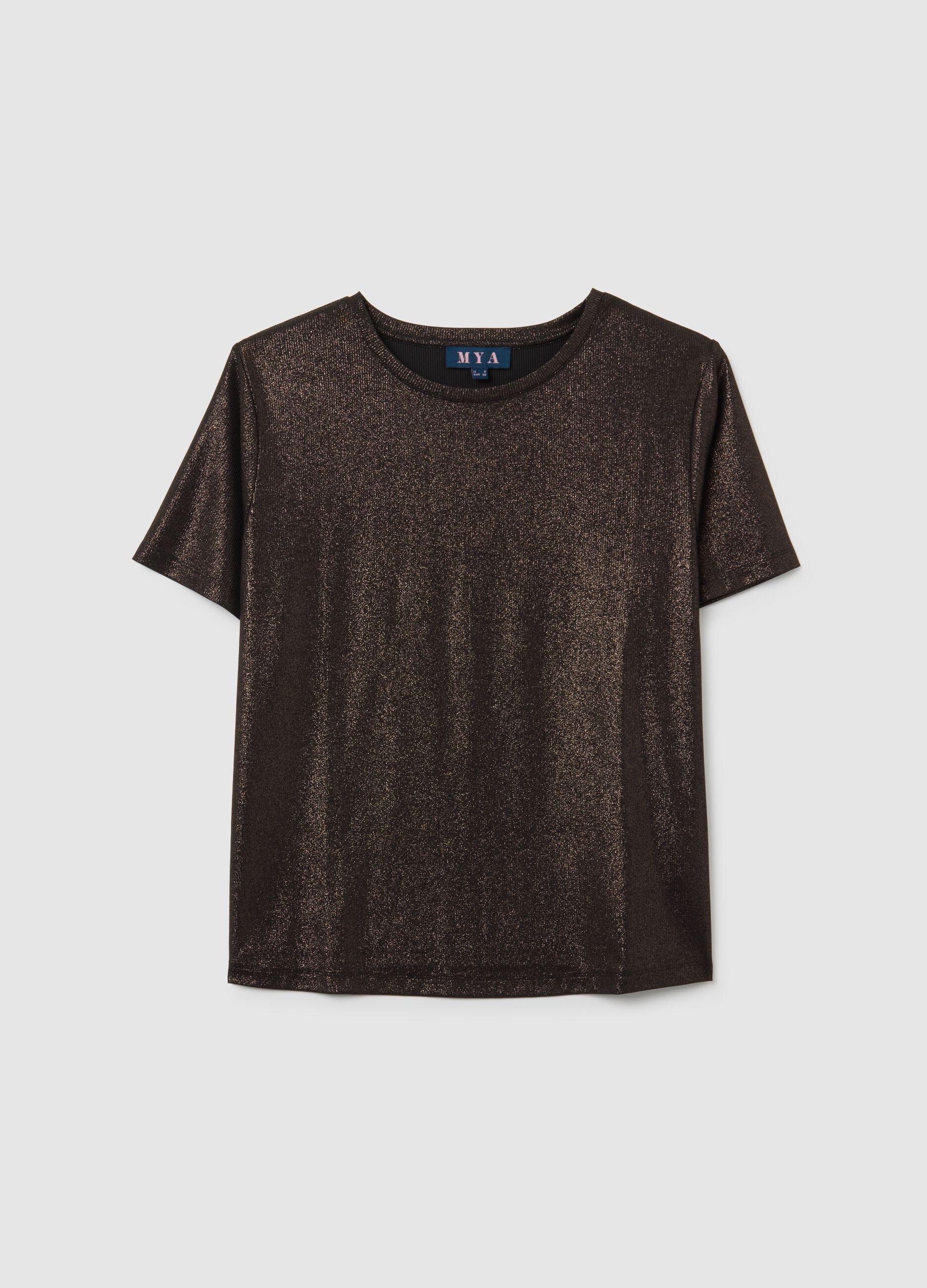 Regular fit metallic brown T-shirt