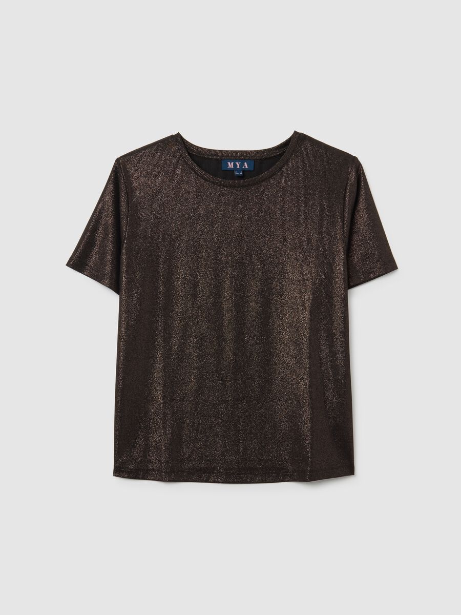 Regular fit metallic brown T-shirt_0