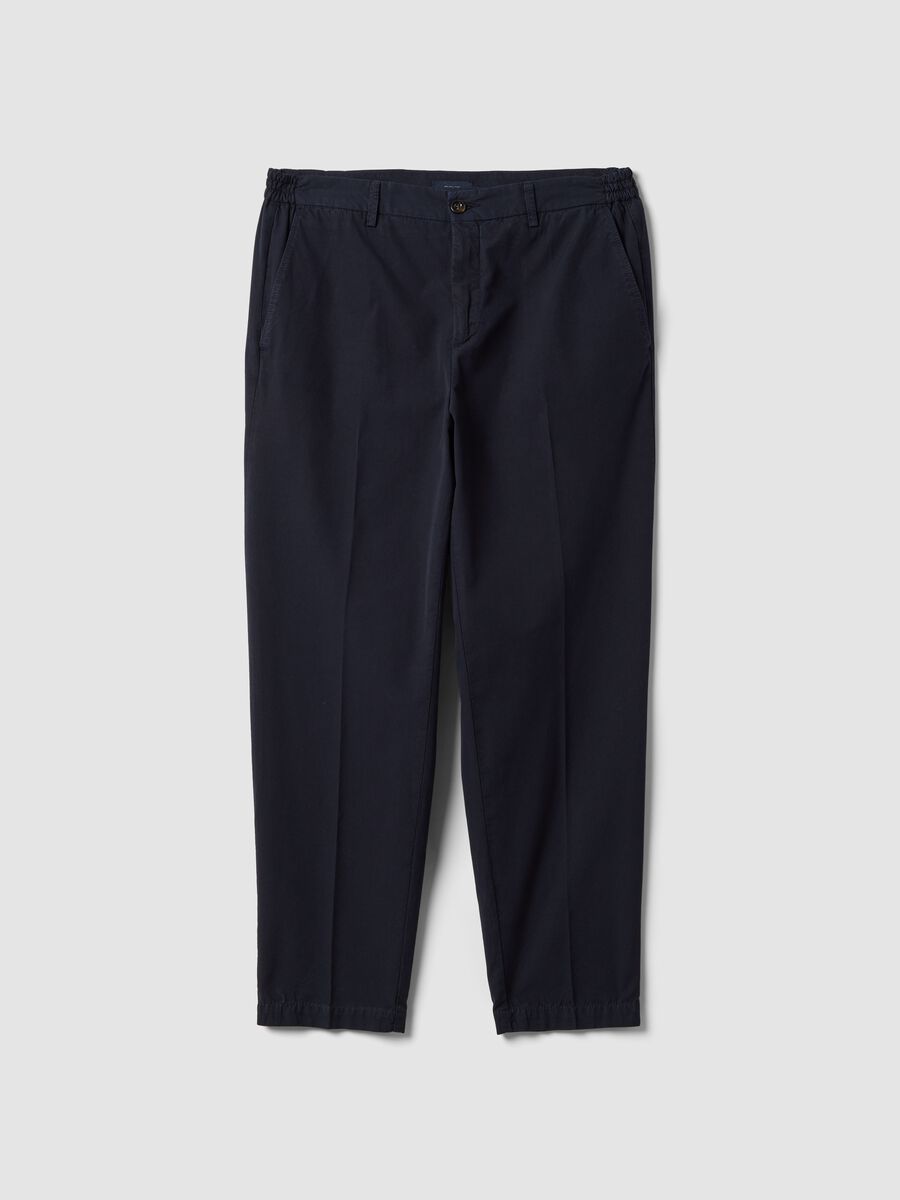 Pantaloni chino blu in puro cotone carrot fit_4