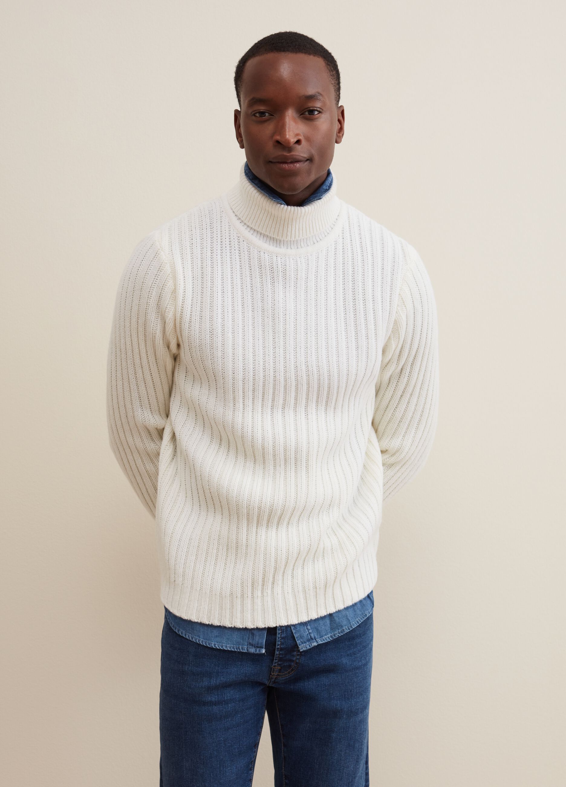 Pullover a coste con collo alto PIOMBO da Uomo OVS