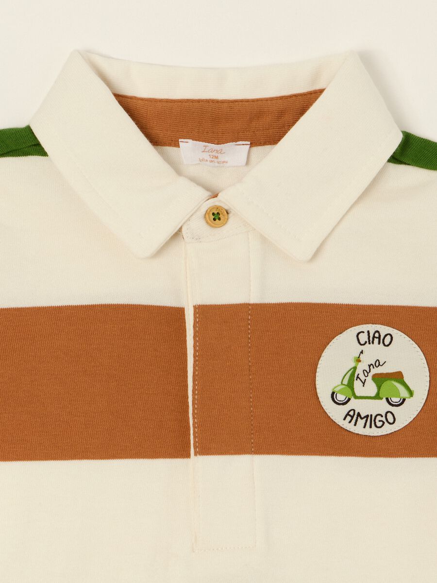 Multicolour striped pure cotton baby polo shirt, regular fit_1