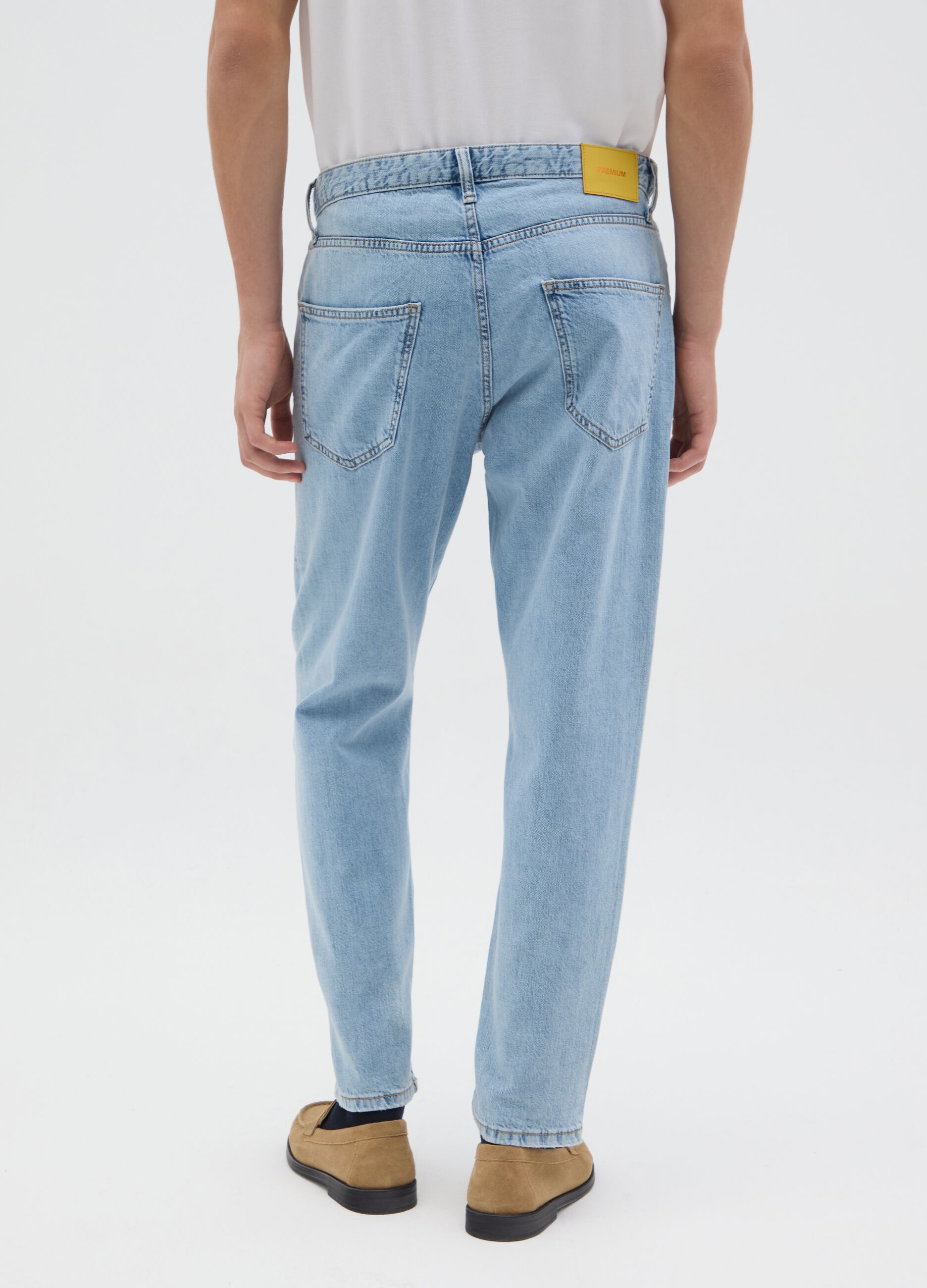 Jeans da uomo in denim chiaro regular tapered