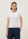 T-shirt in puro cotone bianco regular fit con cucitura a contrasto_0