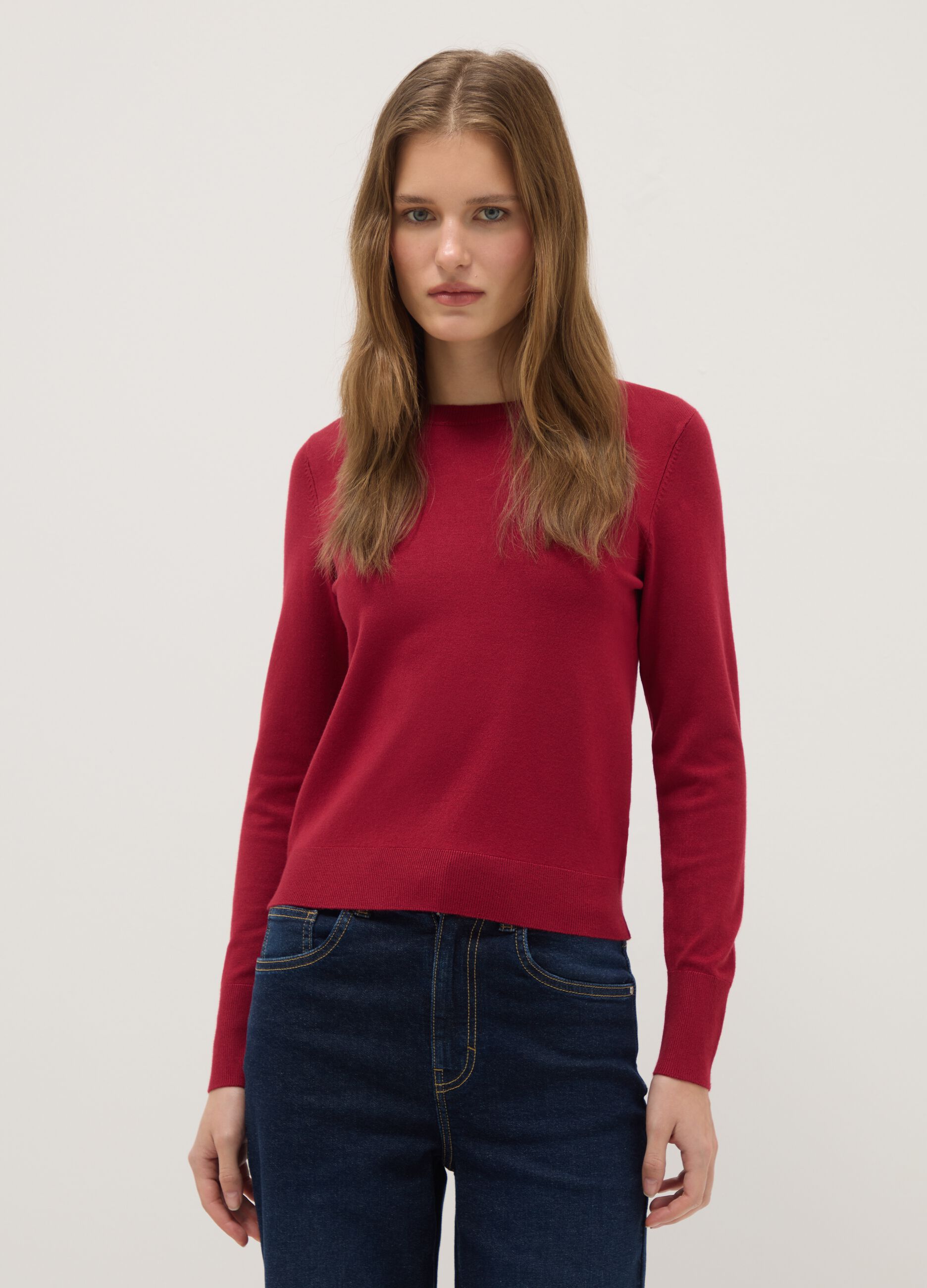 Red Crew-Neck Jumper Regular Fit