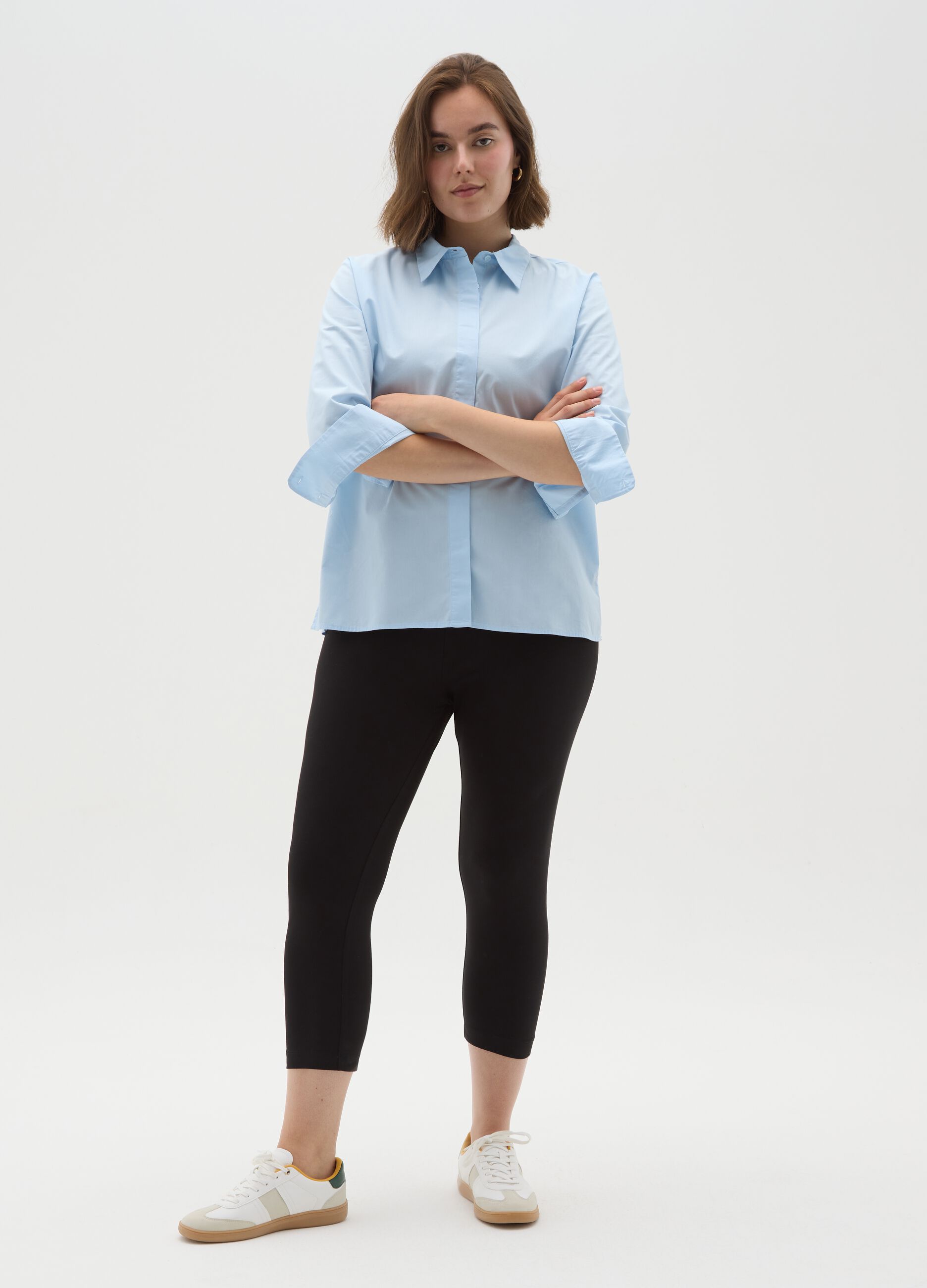 Leggings da donna in cotone elasticizzato nero skinny