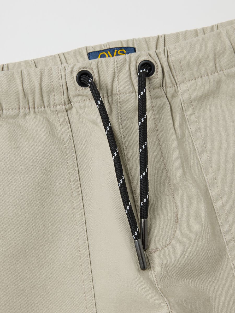 Children's stretch cotton beige cargo trousers_3