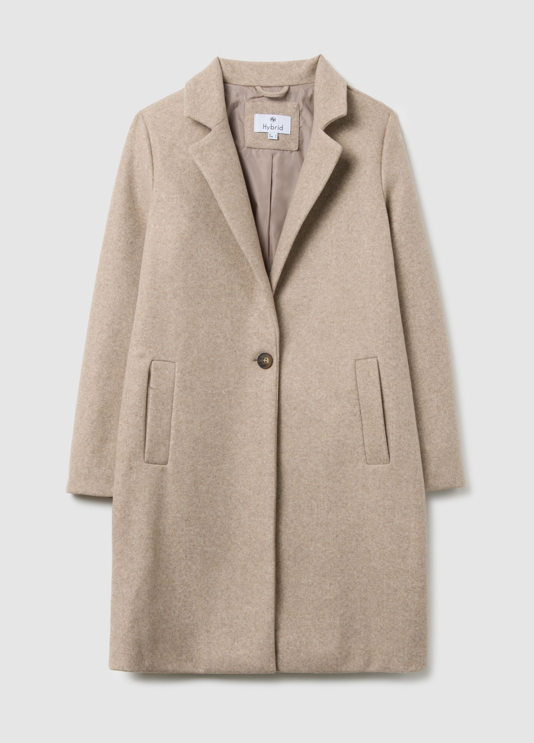 Beige Single-Breasted Regular Fit Coat
