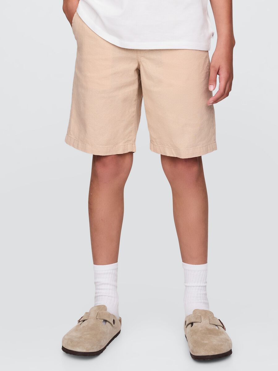 Beige linen and cotton bermuda shorts GAP Kids_1