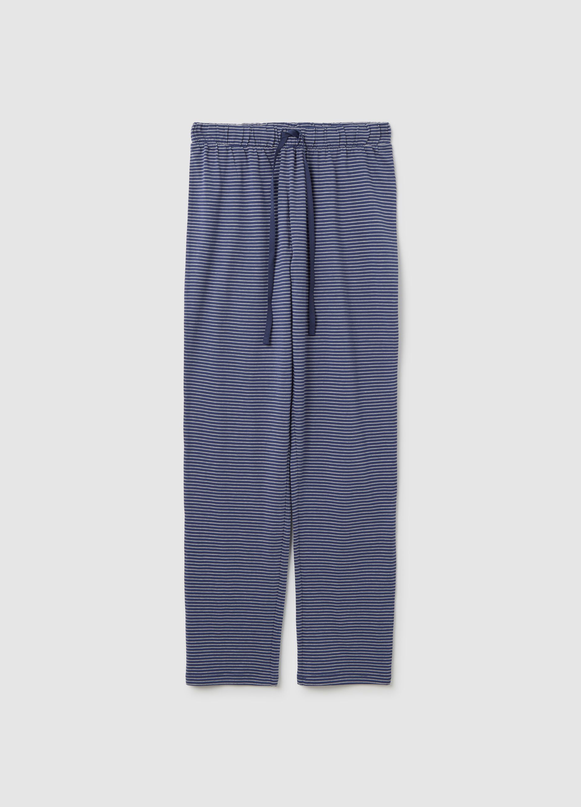 Blue cotton pyjama trousers