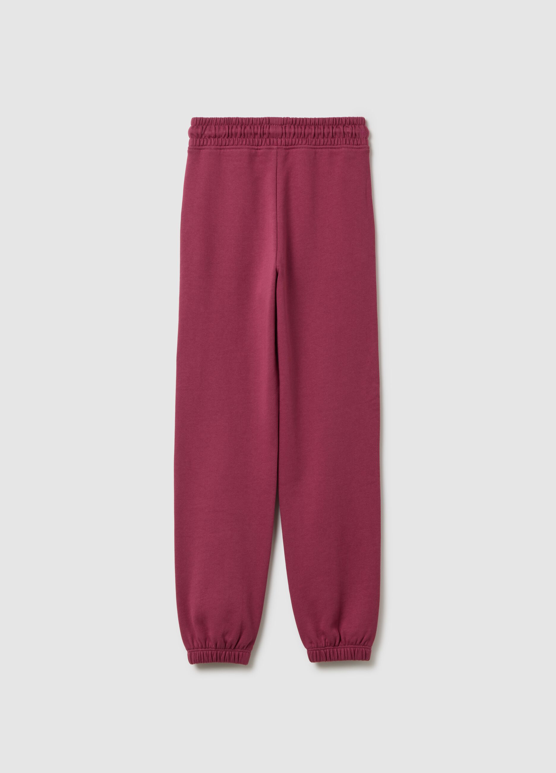 Girls' purple regular fit cotton trousers