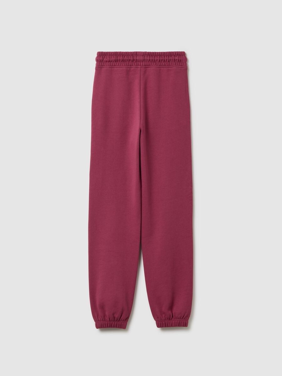 Girls' purple regular fit cotton trousers_1
